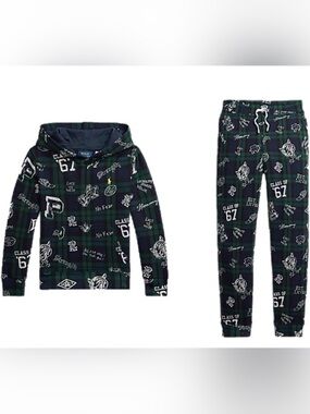 Polo by Ralph Lauren Kids "no fear" Green Plaid  2-Piece Set 4T